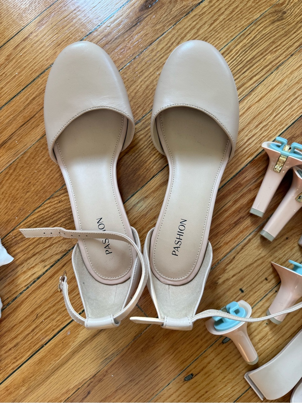 Pashion Footwear nude leather Jocelyn D'Orsay Ankle-Strap heels size 7 like new